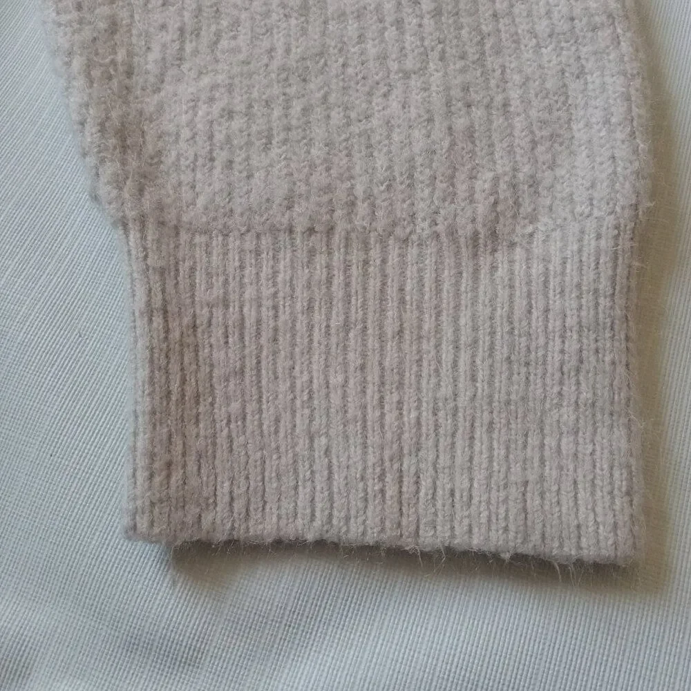 A New Day Beige Cream Plus Size Fuzzy Button Up V-Neck Cardigan Sweater Size XXL
